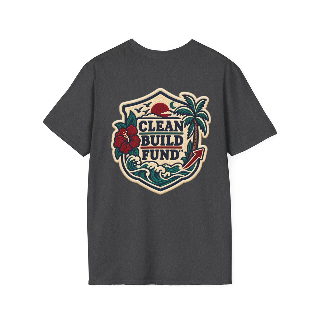 Funding Surf Crest T-Shirt — "Clean Build Fund" Retro Beach Graphic Tee