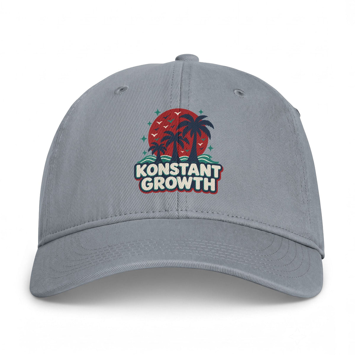 Coastal Washed Cap — 'Konstant Growth' Vintage Palm Beach Hat Printify