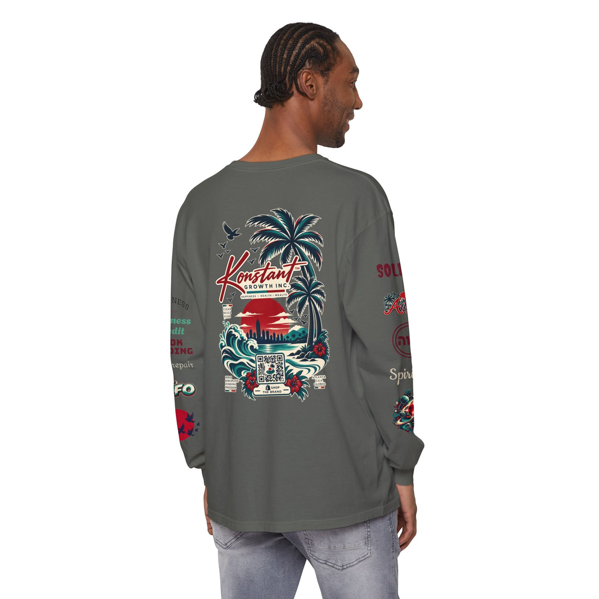 Konstant Growth Long Sleeve T-Shirt — Tropical Palm Surf Graphic