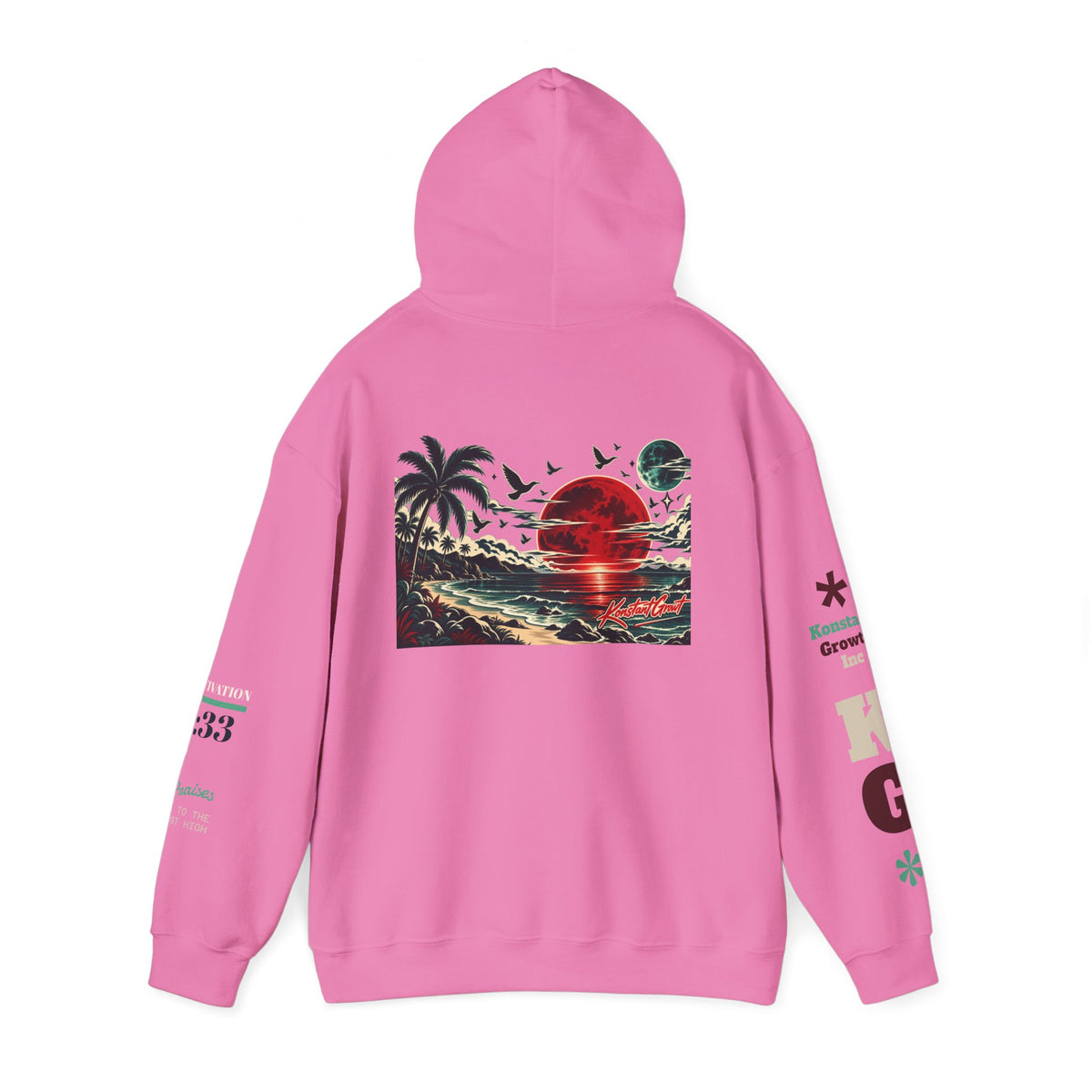 Focused Hoodie — Retro Sunset Palm Beach Graphic Hooded Sweatshirt