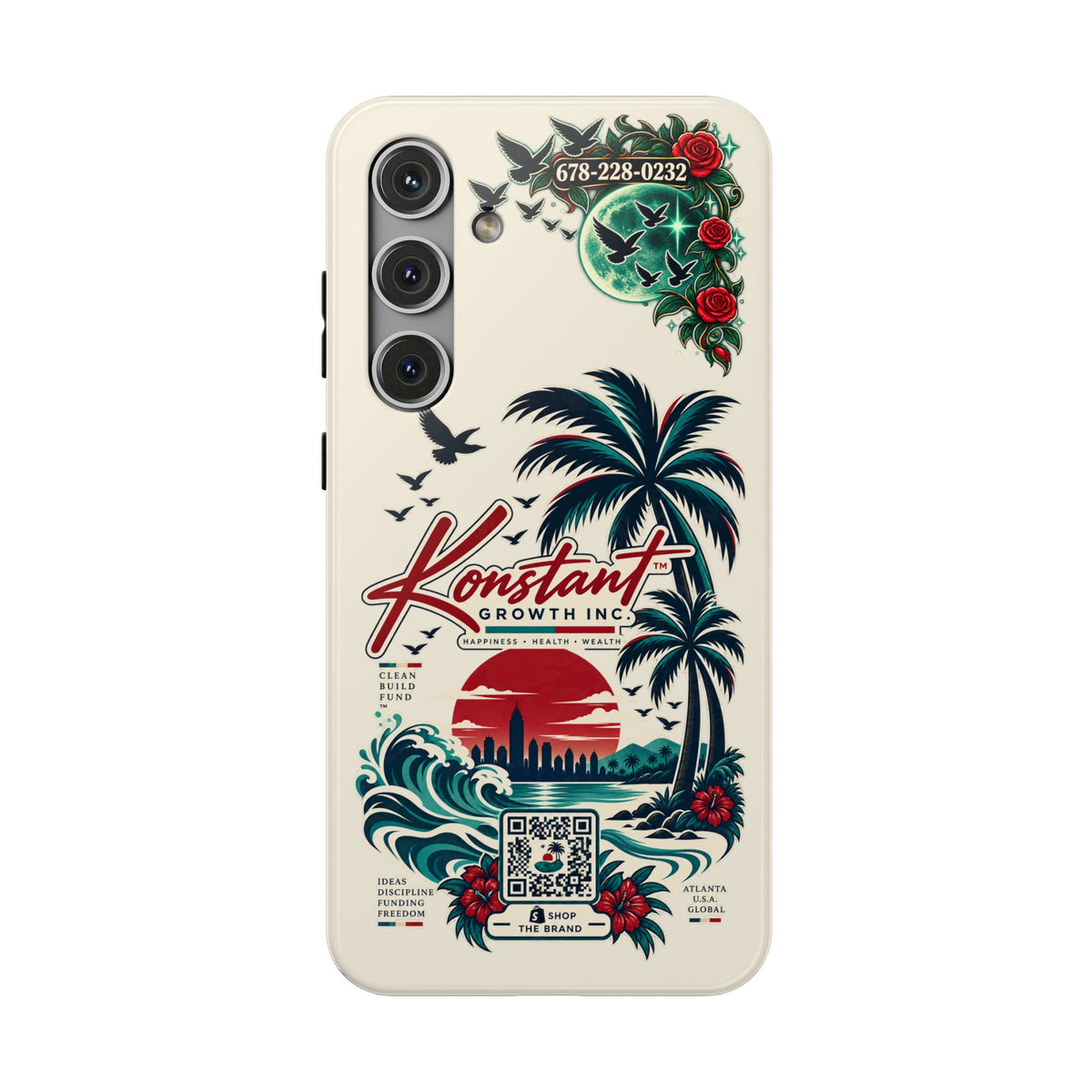 Tropical Palm Phone Case — "Konstant Growth Inc." Impact-Resistant Protective Case Printify