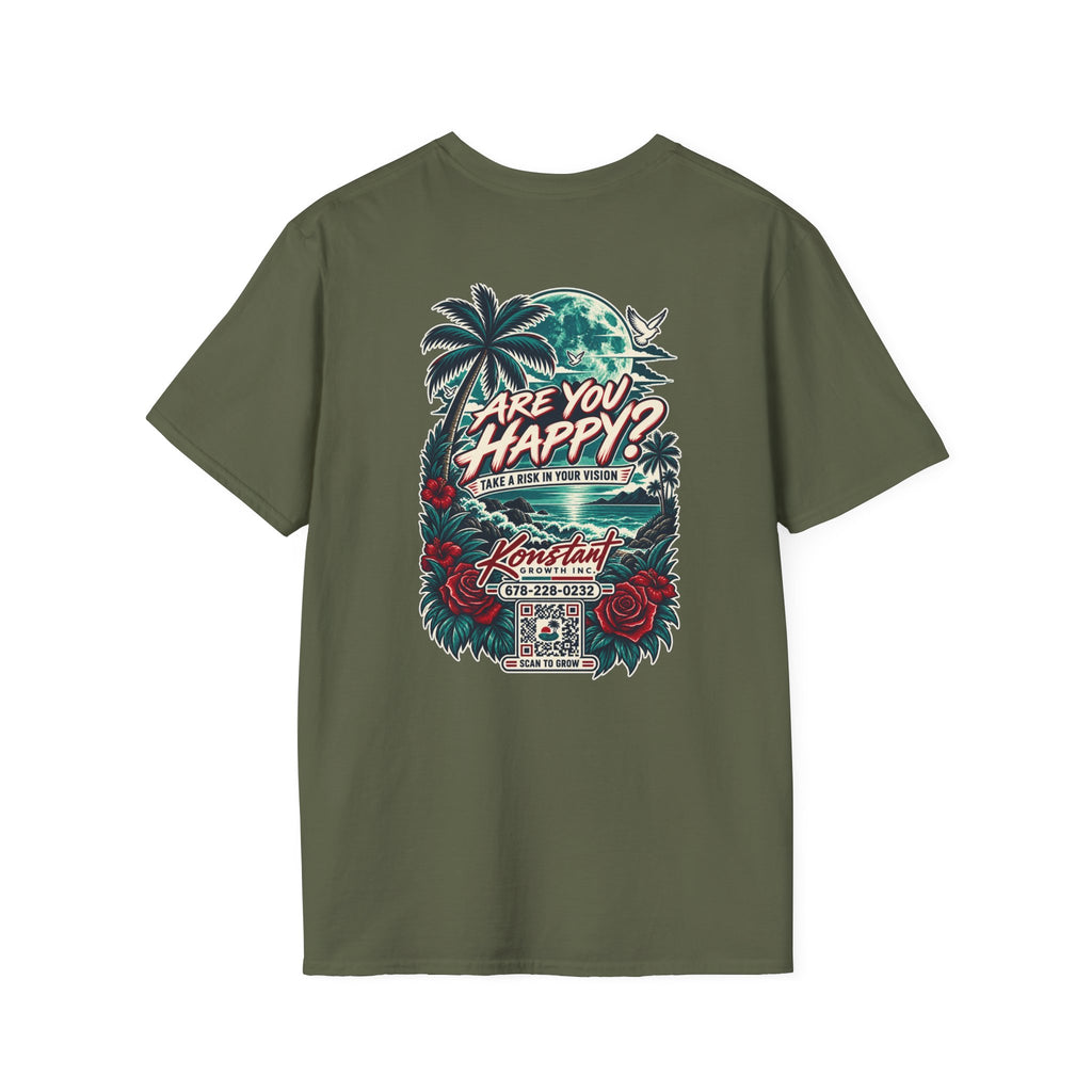 Are You Happy? Graphic T-Shirt — Konstant Growth Retro Tropical Design