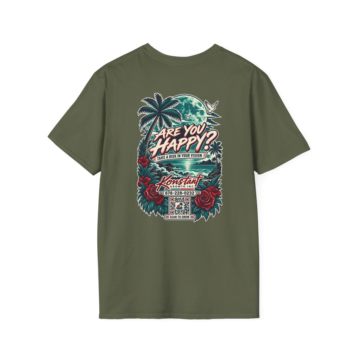 Are You Happy? Graphic T-Shirt — Konstant Growth Retro Tropical Design