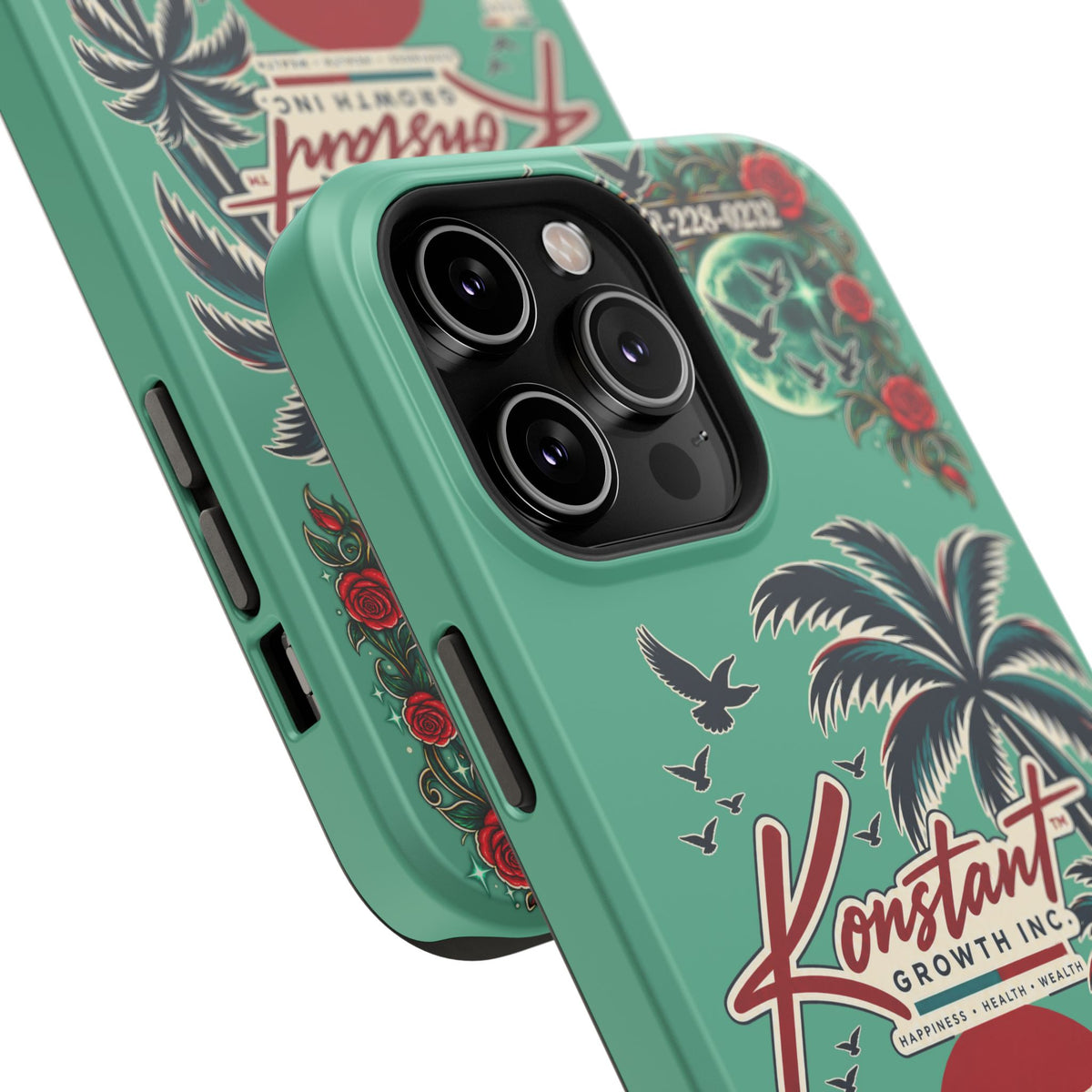 Tropical Palm Impact Phone Case — "Konstant Growth Inc." Retro Sunset Floral Design