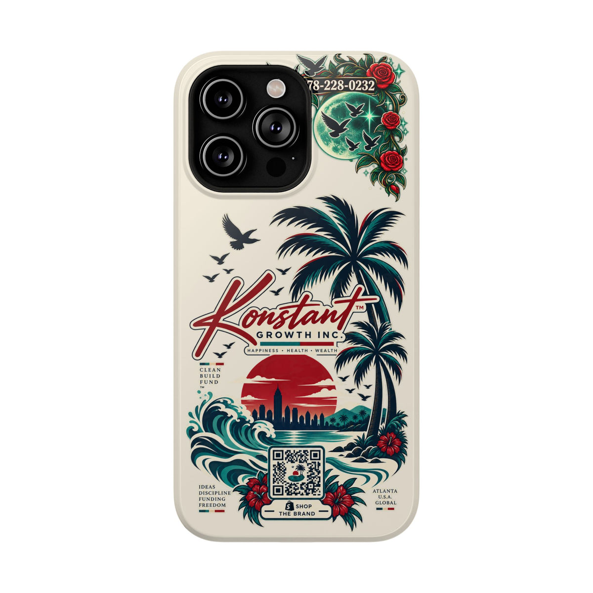 Tropical Palm Phone Case — "Konstant Growth Inc." Impact-Resistant Protective Case Printify