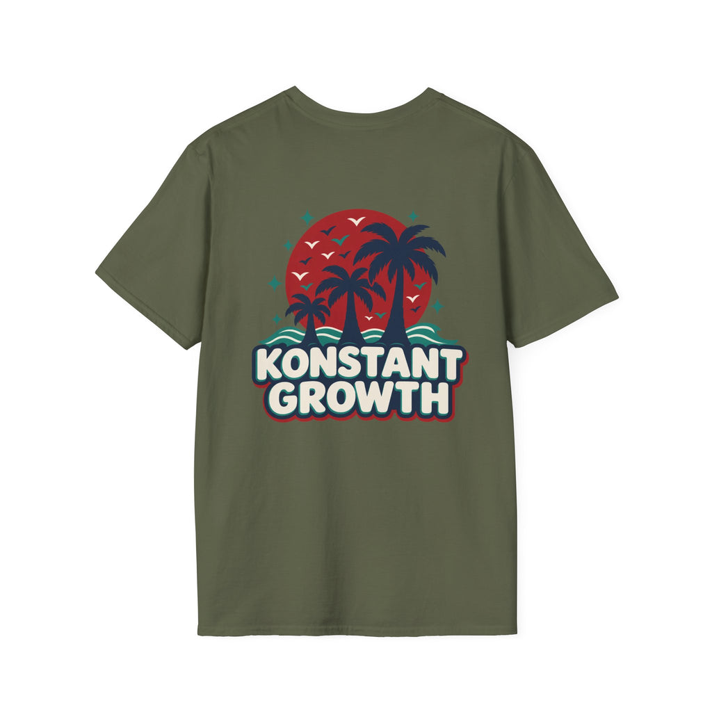 Konstant Growth T-Shirt — Retro Palm Sunset Design