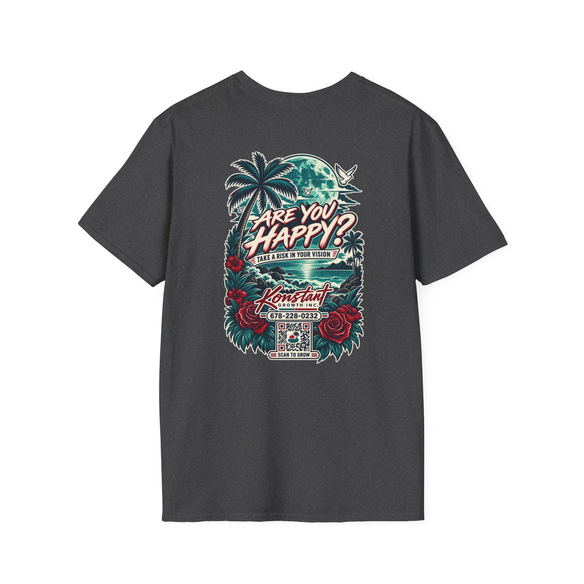 Are You Happy? Graphic T-Shirt — Konstant Growth Retro Tropical Design