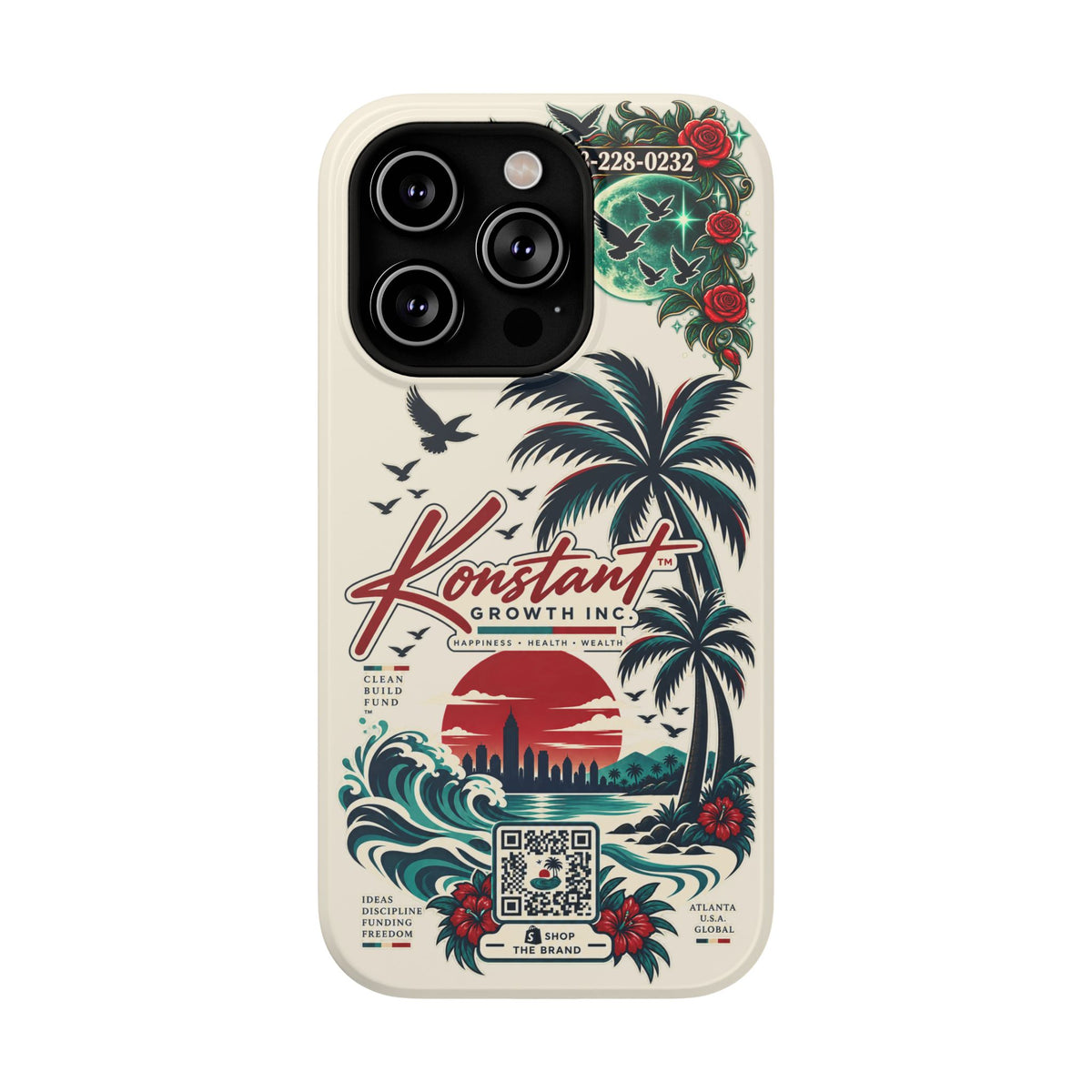 Tropical Palm Phone Case — "Konstant Growth Inc." Impact-Resistant Protective Case Printify
