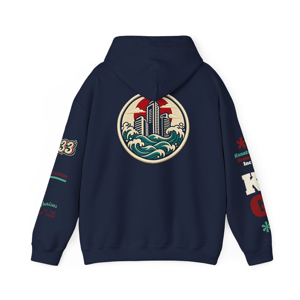 Build Cityscape Hoodie — Vintage Surf-Inspired 'BUILD' Graphic Pullover