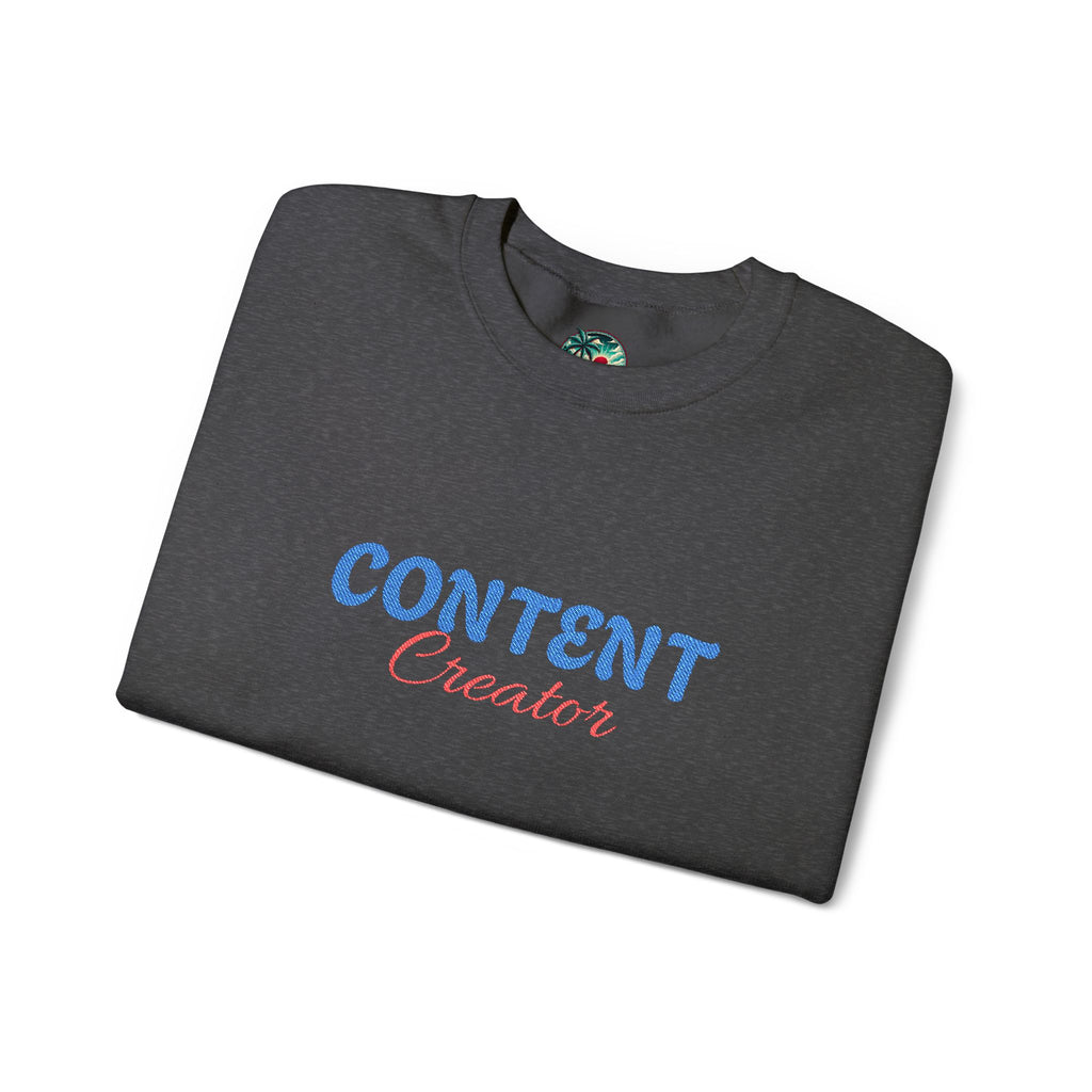 Content Creator Sweatshirt | Embroidered Script Logo, White Crewneck