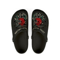 Black Graphic Foam Clogs — ‘Konstant Growth’ Retro Sunset Design