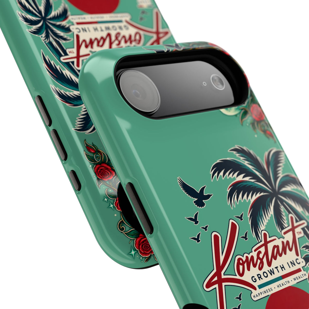 Tropical Palm Impact Phone Case — "Konstant Growth Inc." Retro Sunset Floral Design