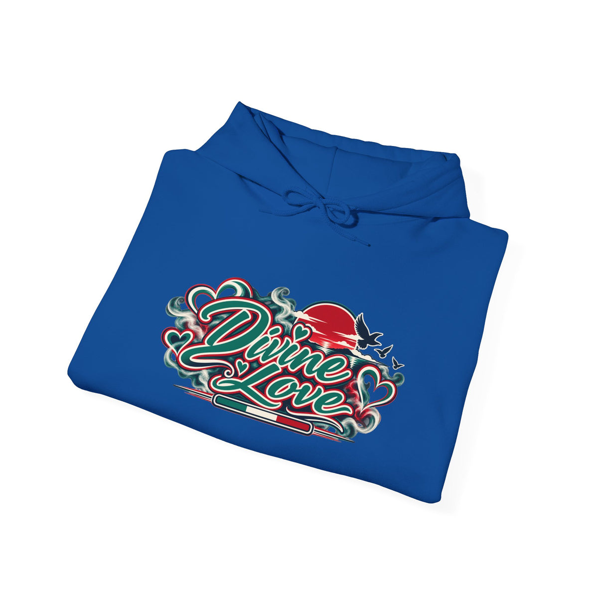 Hoodie - 'Divine Love' Graphic Hoodie with Vintage Bird & Floral Back Artwork