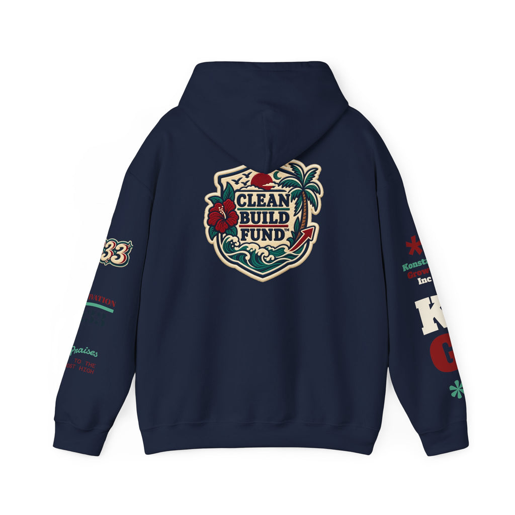 Funding Crewneck Hoodie — "Clean Build Fund" Graphic Pullover
