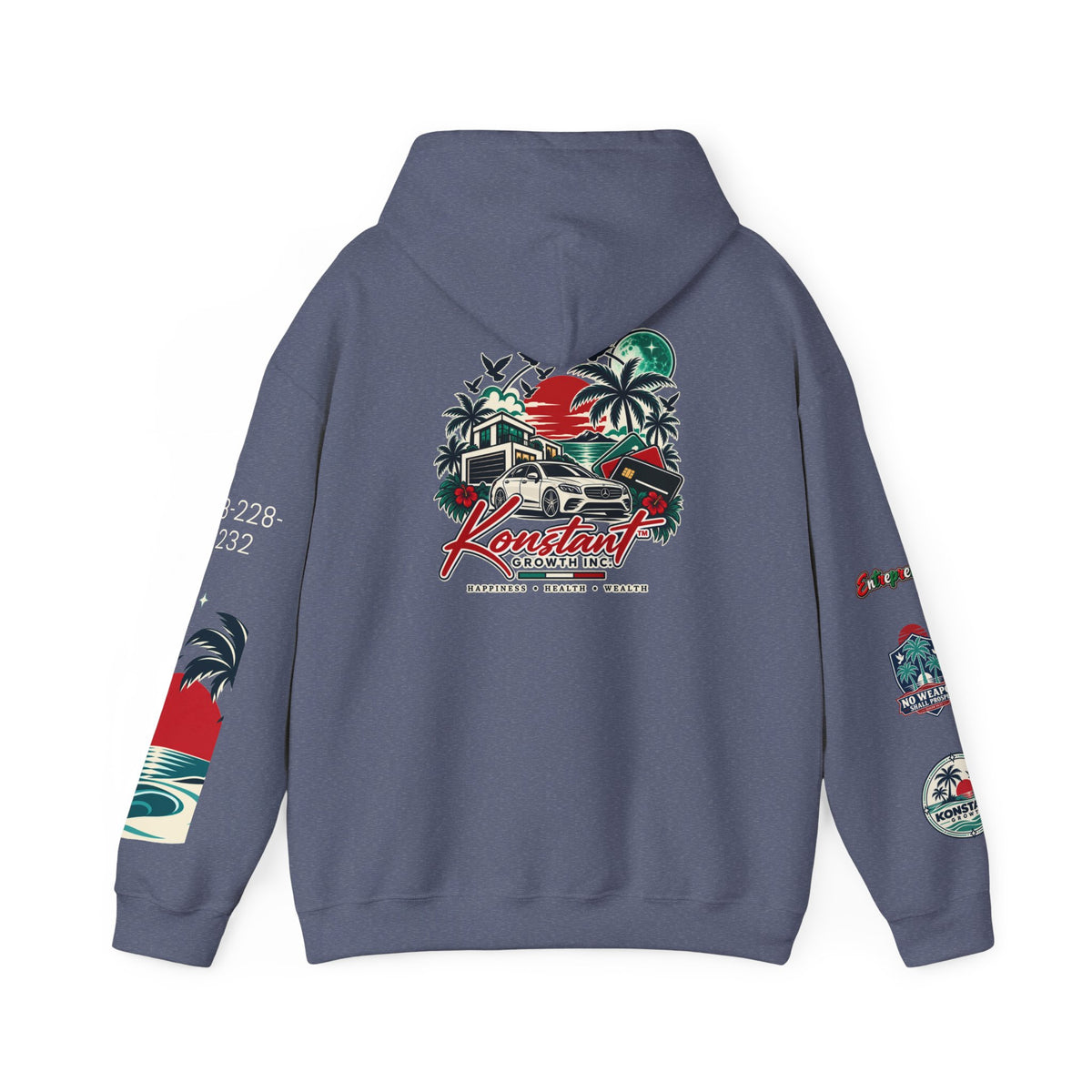 Blessed Hoodie | Surfer Palm Wave Graphic Hoodie, Tropical Beach Sweatshirt