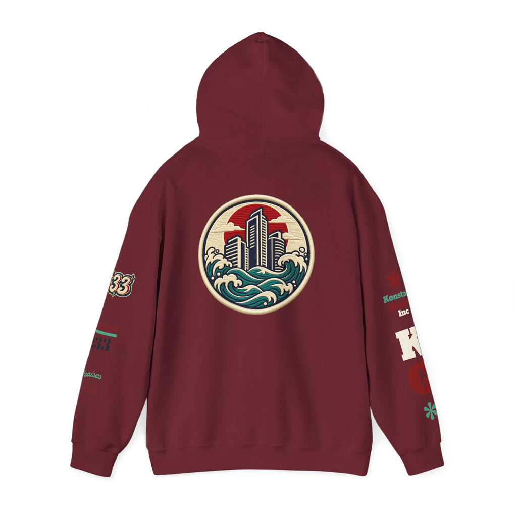 Build Cityscape Hoodie — Vintage Surf-Inspired 'BUILD' Graphic Pullover