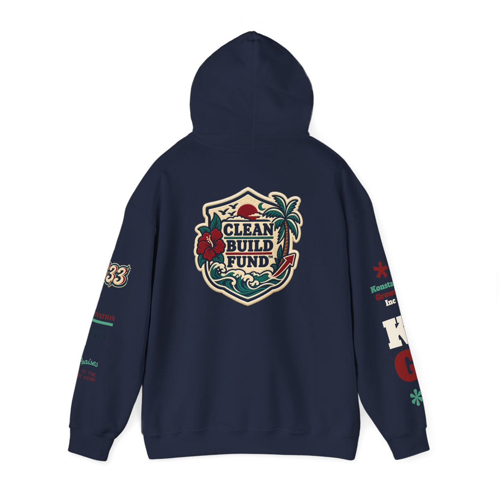 Funding Crewneck Hoodie — "Clean Build Fund" Graphic Pullover