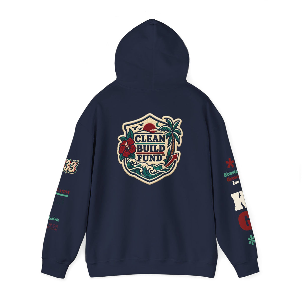 Funding Crewneck Hoodie — "Clean Build Fund" Graphic Pullover
