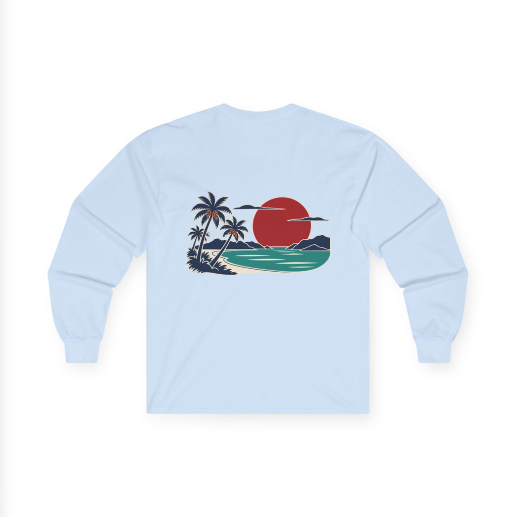 Konstant Growth Script Long Sleeve Tee | Retro Palm Sunset Beach Graphic