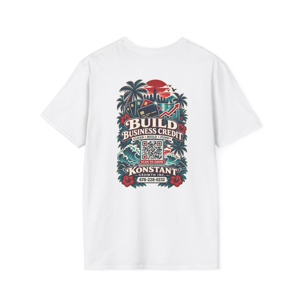 Konstant Growth T-Shirt — "Build Business Credit" Tropical Logo Tee