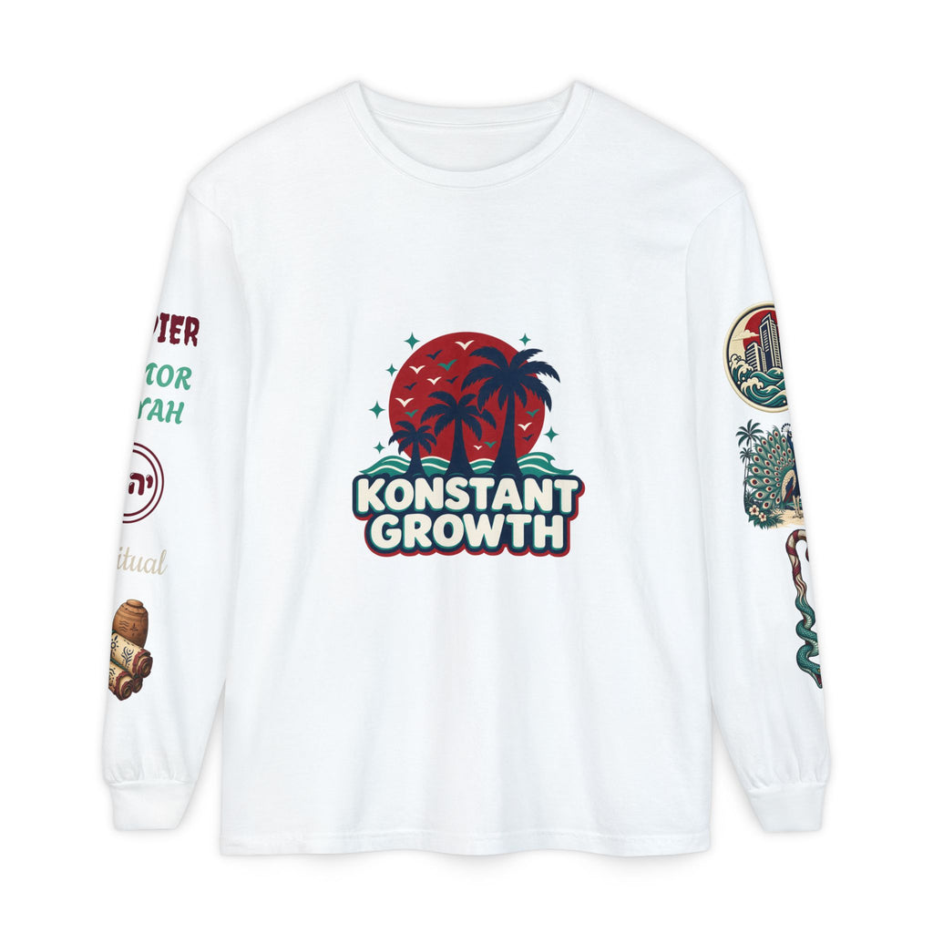 Long Sleeve Tee — "Konstant Growth" Spiritual Palm & Burning Bush Graphic