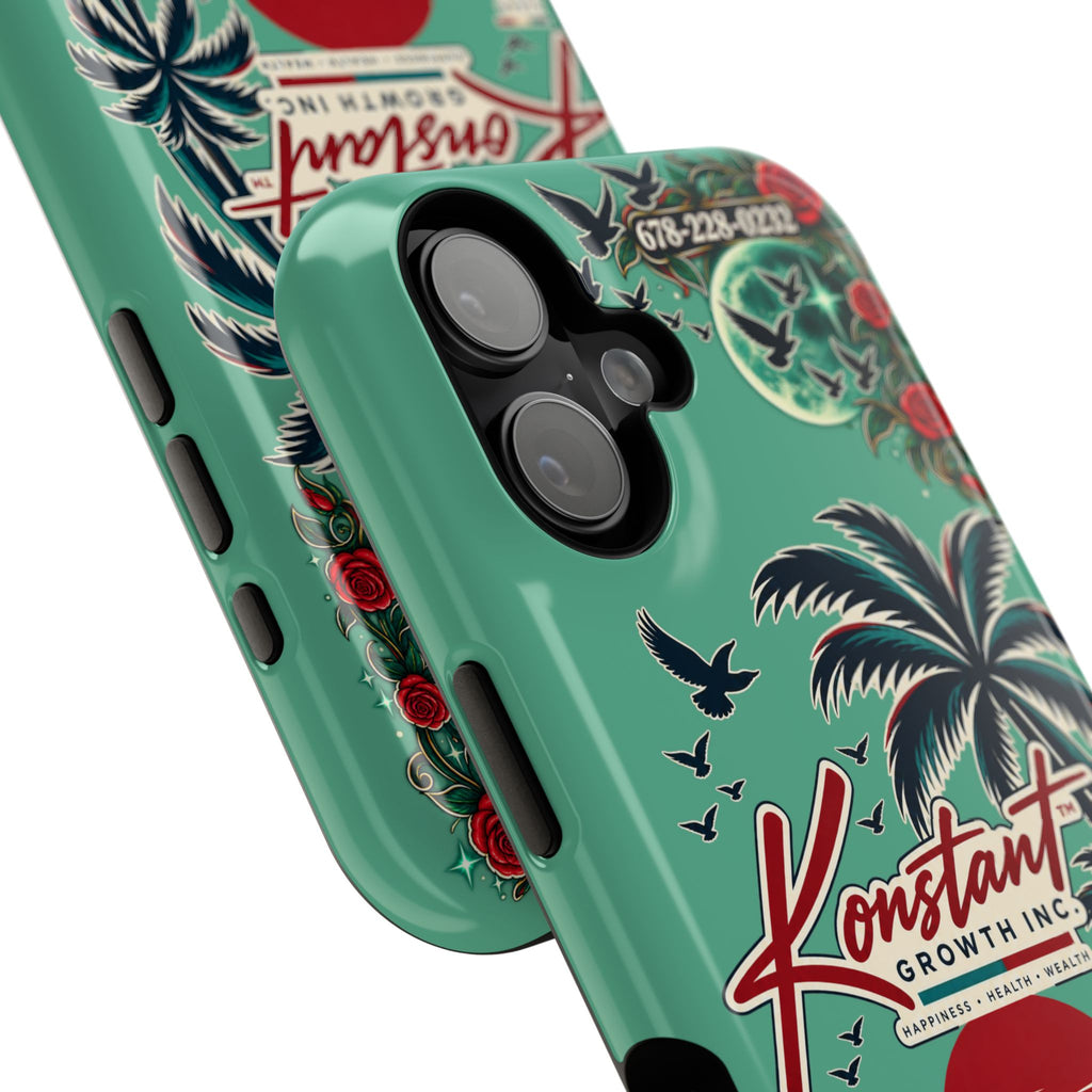 Tropical Palm Impact Phone Case — "Konstant Growth Inc." Retro Sunset Floral Design