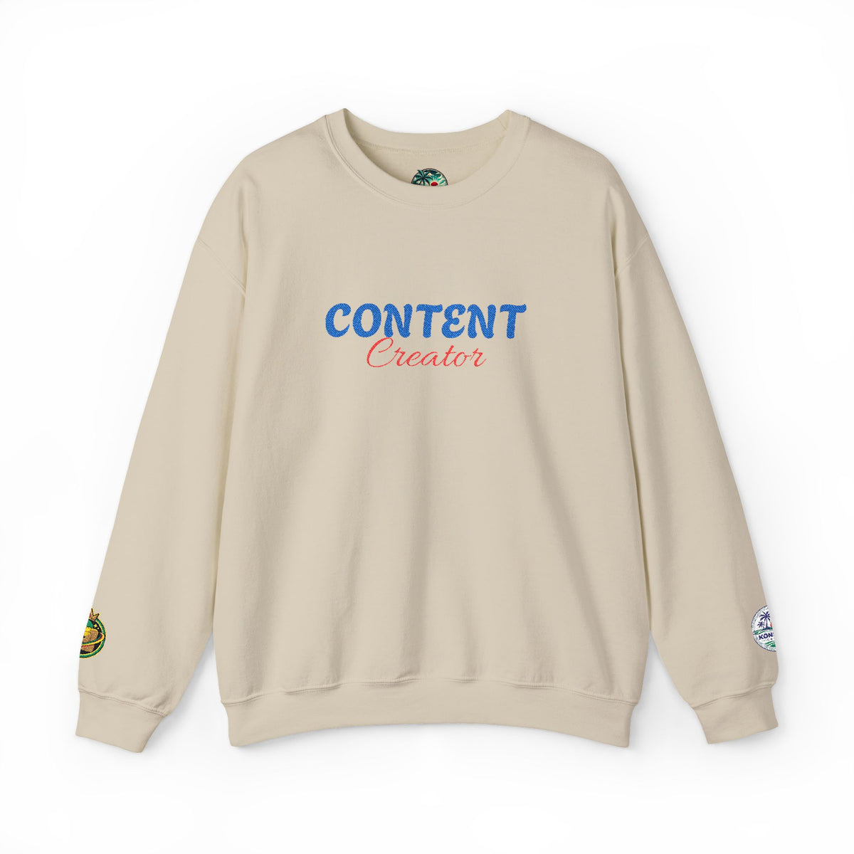 Content Creator Sweatshirt | Embroidered Script Logo, White Crewneck