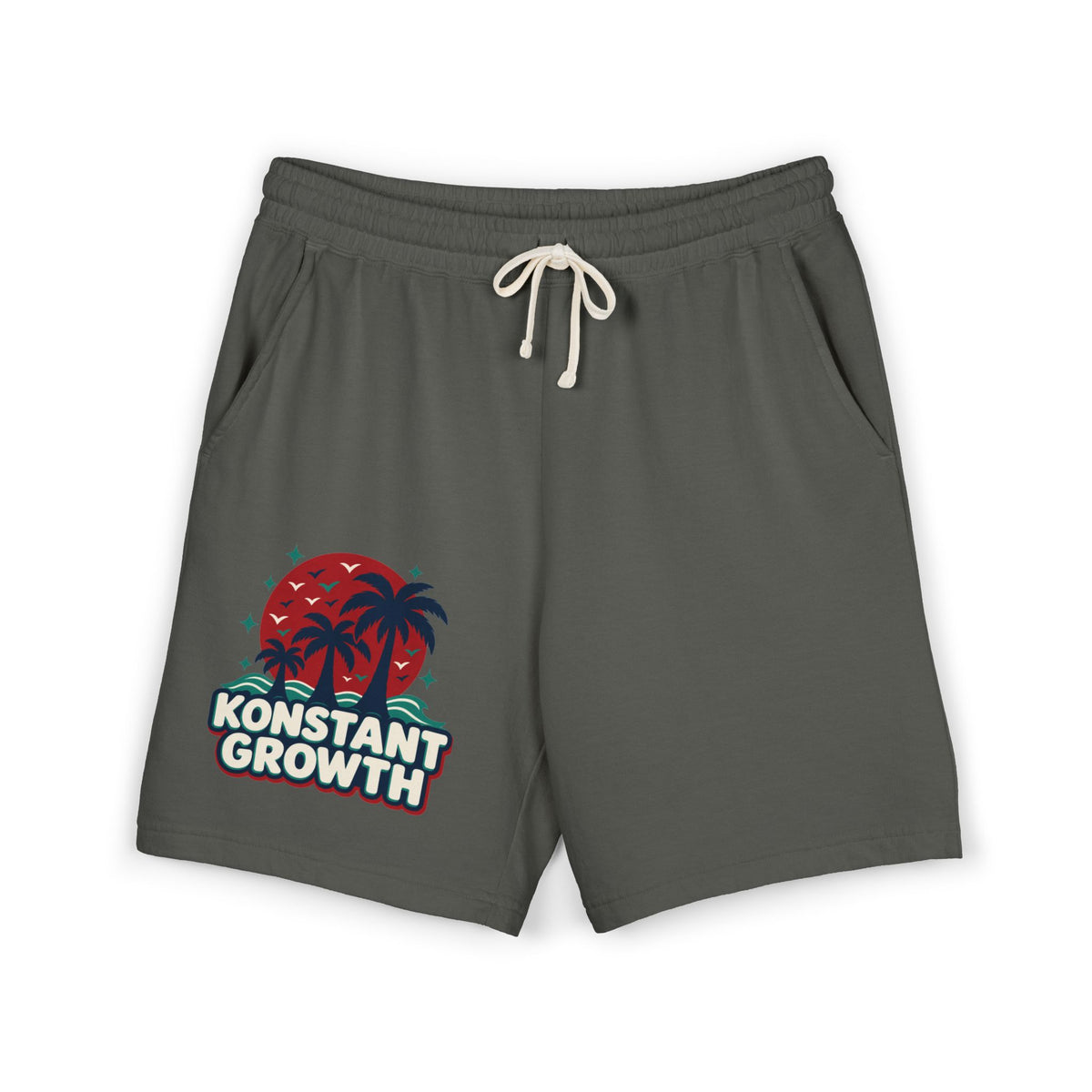 Konstant Growth Palm & Peacock Sweat Shorts — Garment-Dyed Lightweight Fleece Printify