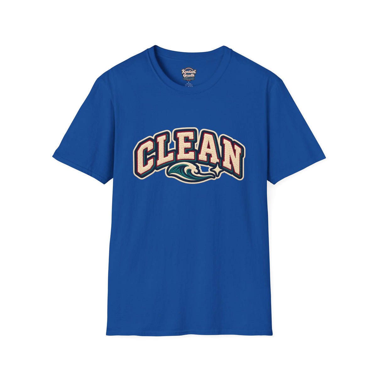 Clean Wave T-Shirt — Vintage Surf Logo Tee (beach palms, "CLEAN") Printify