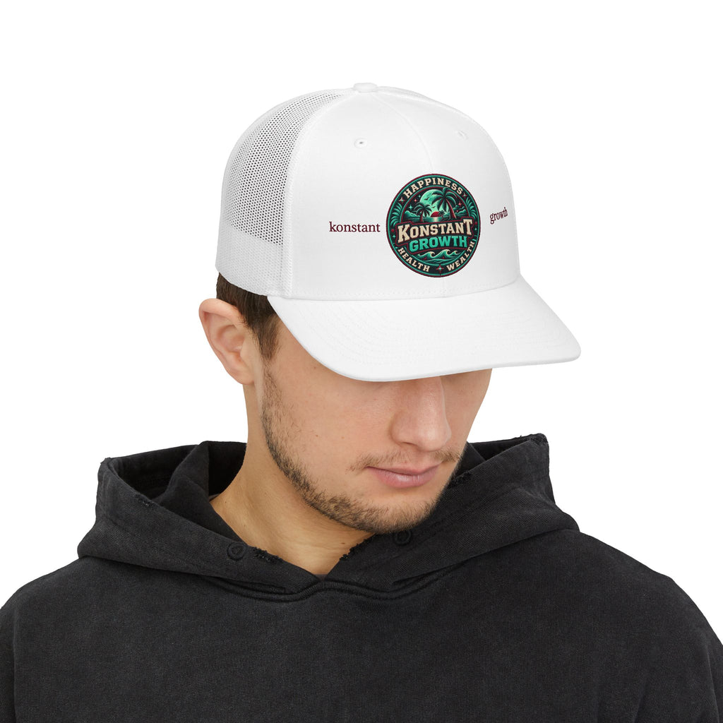 Konstant Growth Trucker Cap — Tropical Palm Patch Snapback
