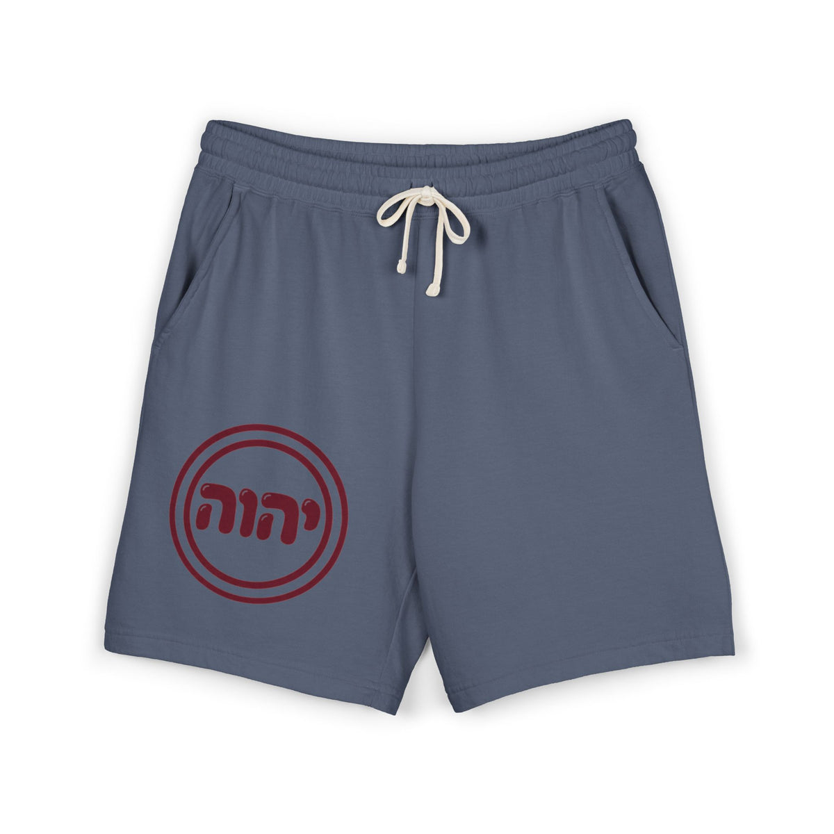 Wealth Health Happiness Sweat Shorts | Hebrew Tetragram Circle Logo