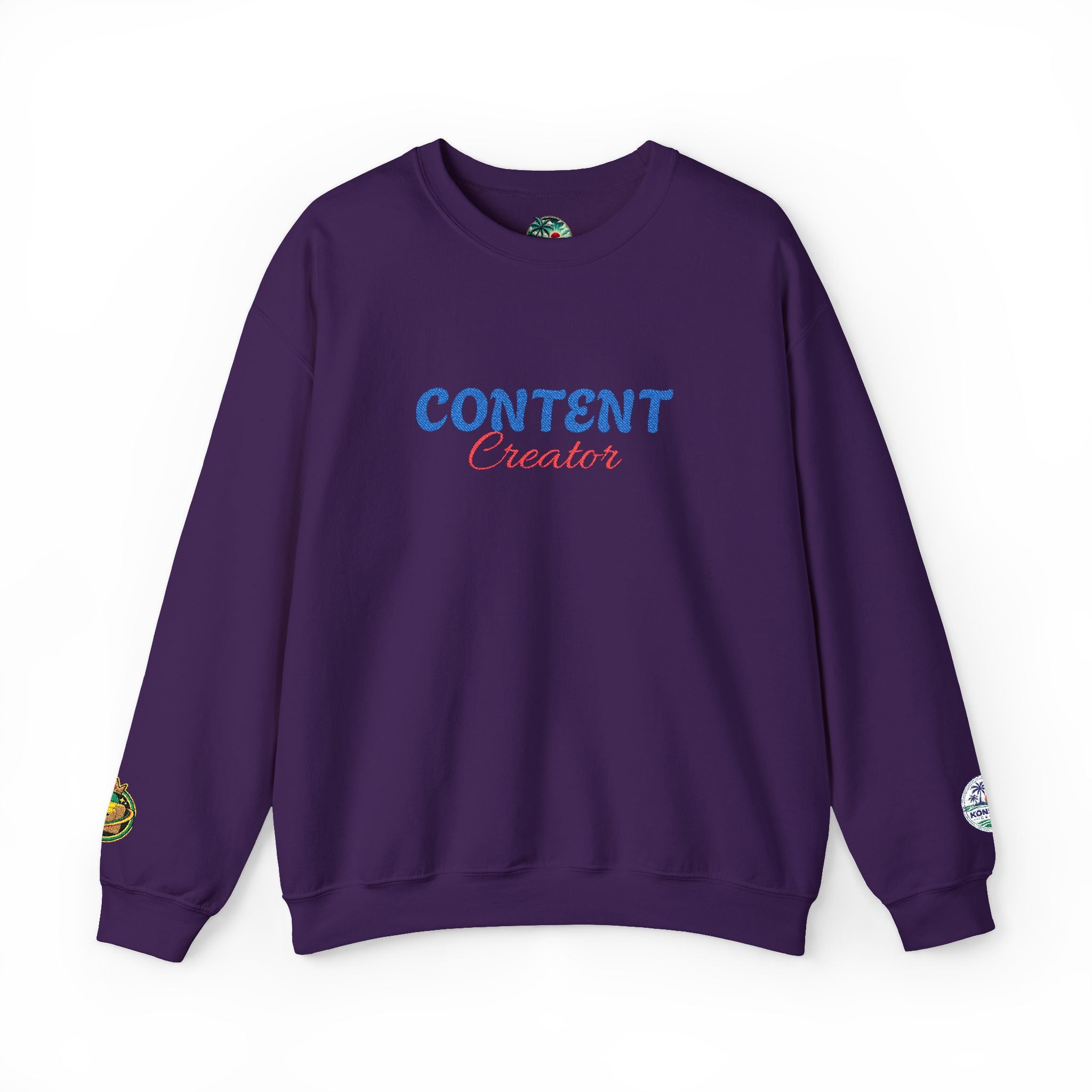 Content Creator Sweatshirt | Embroidered Script Logo, White Crewneck
