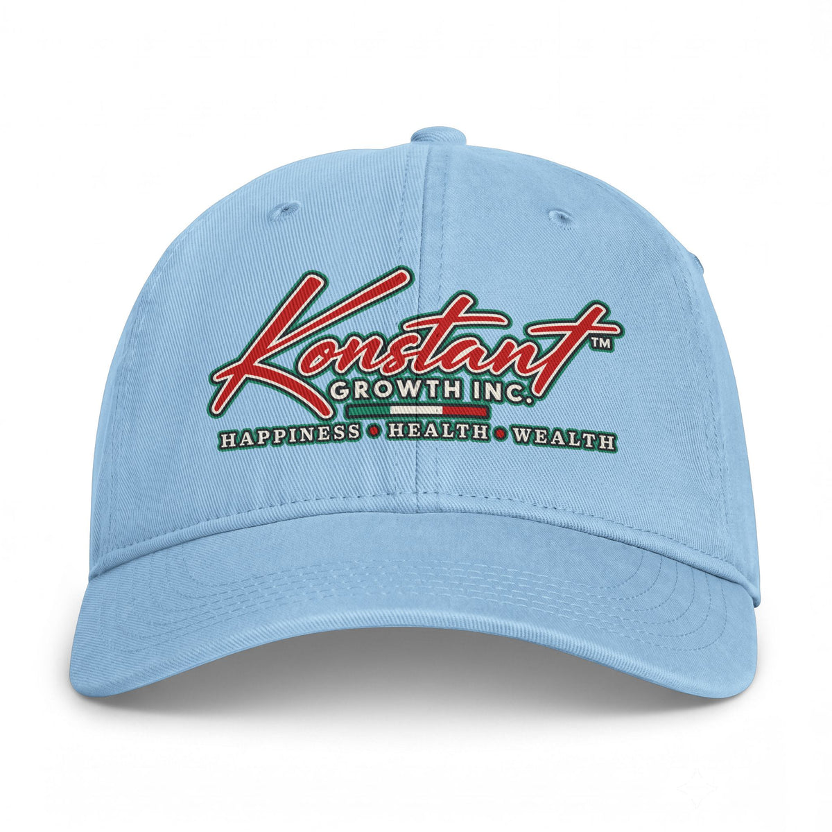 Konstant Growth Inc. Embroidered Baseball Cap — "Happiness • Health • Wealth"