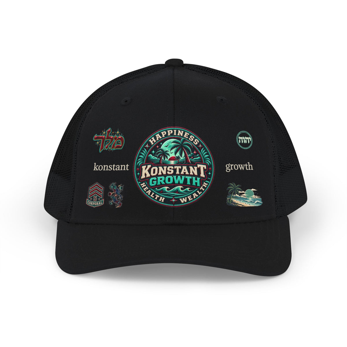 Konstant Growth Trucker Cap — Tropical Palm Patch Snapback