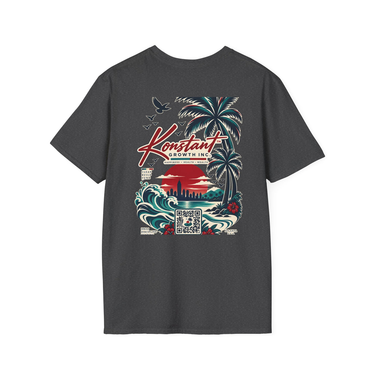 Konstant Growth Beach Graphic T-Shirt — Retro Palm Sunset Surf Design