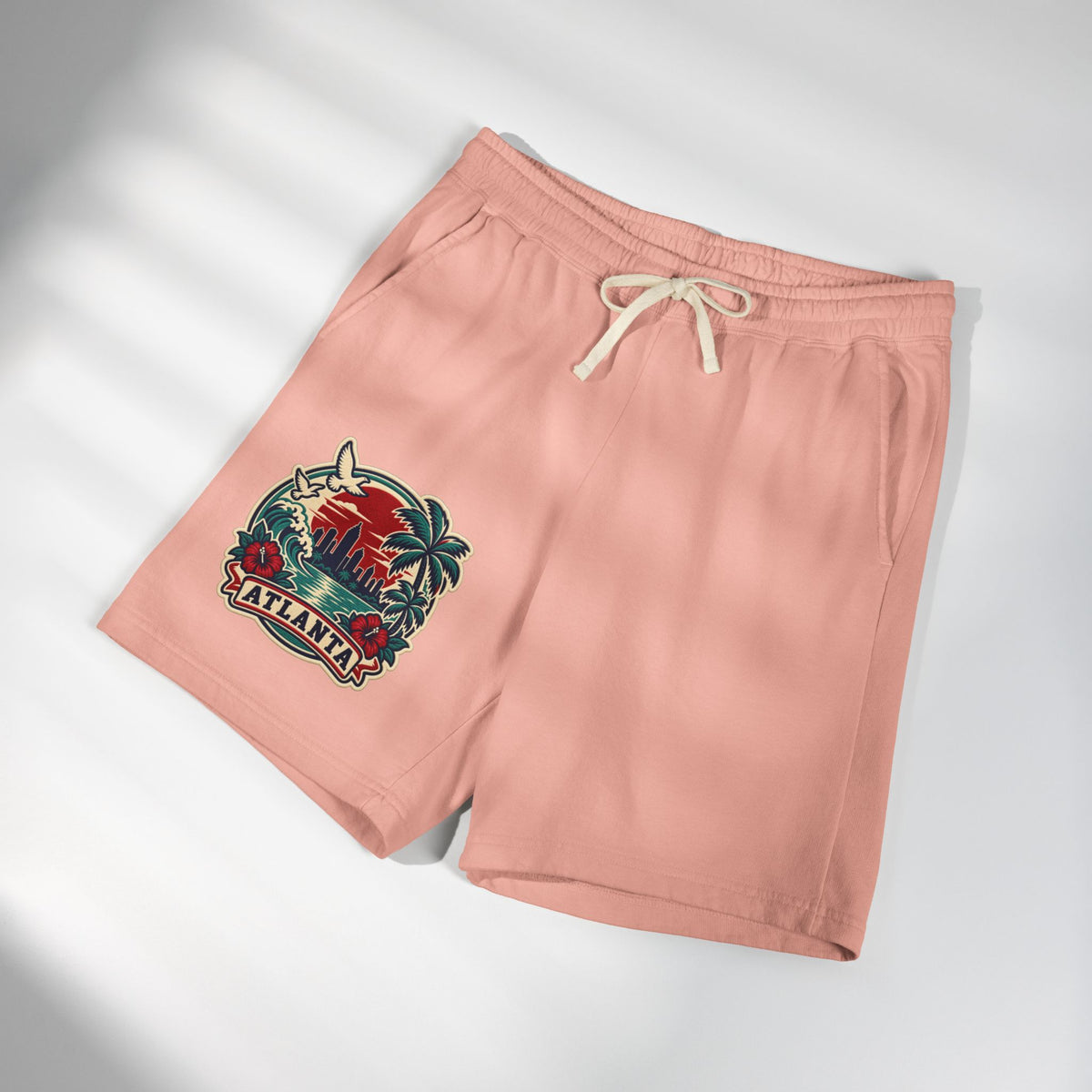 Atlanta Vintage Sunset Sweat Shorts — Garment-Dyed Fleece