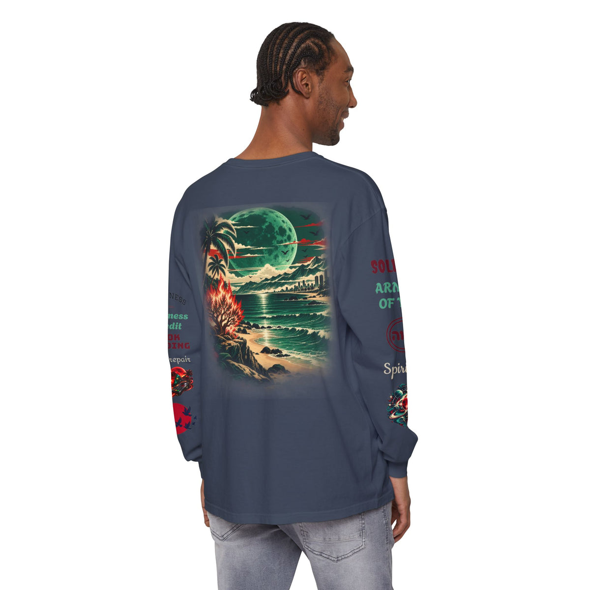 Konstant Growth Inc. Long Sleeve Tee — Tropical Moon Beach Graphic