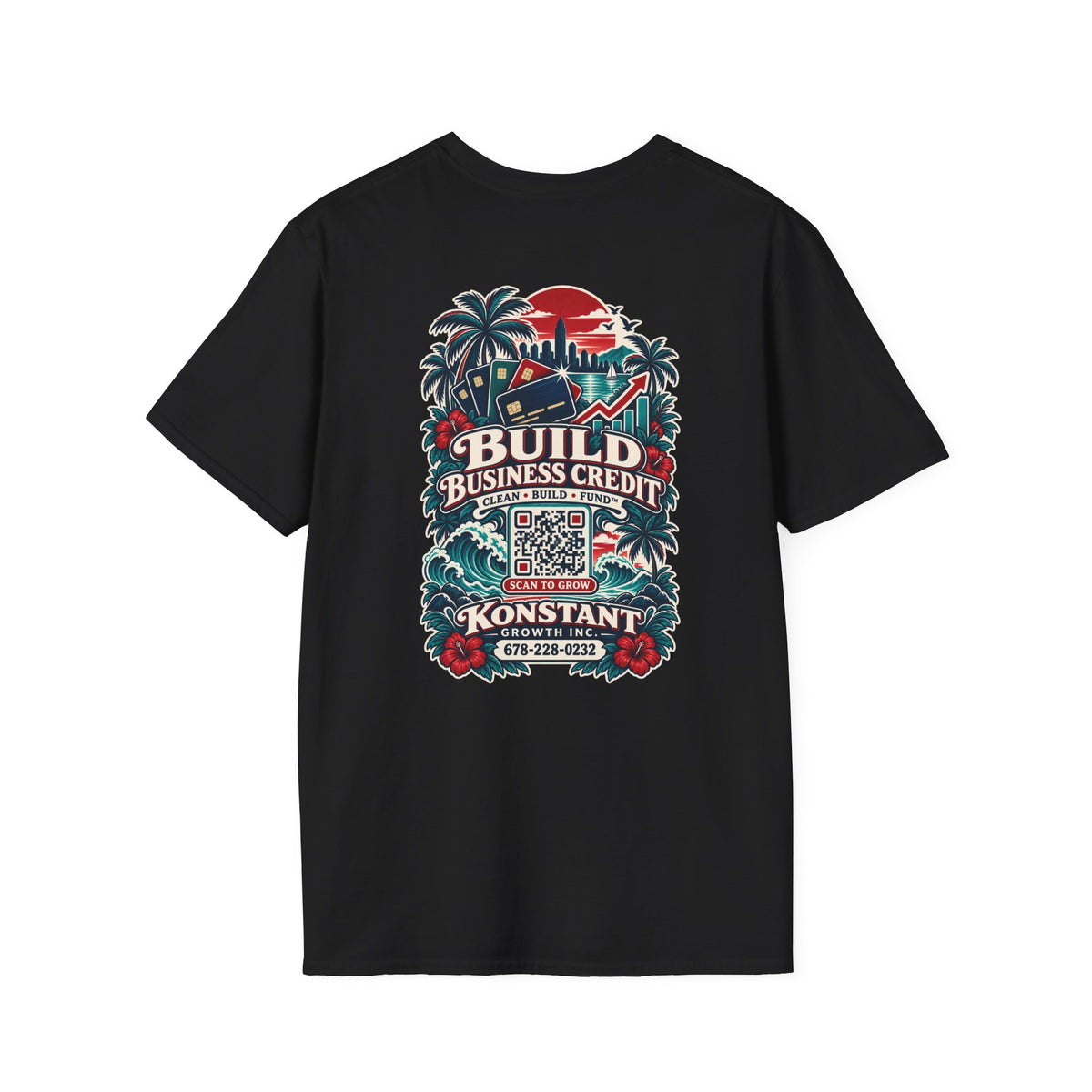 Konstant Growth T-Shirt — "Build Business Credit" Tropical Logo Tee