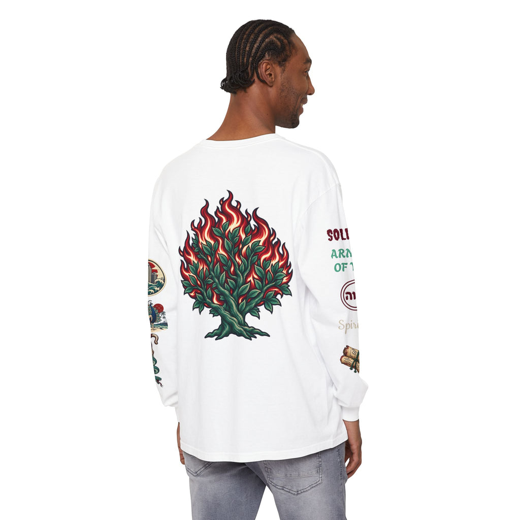 Long Sleeve Tee — "Konstant Growth" Spiritual Palm & Burning Bush Graphic