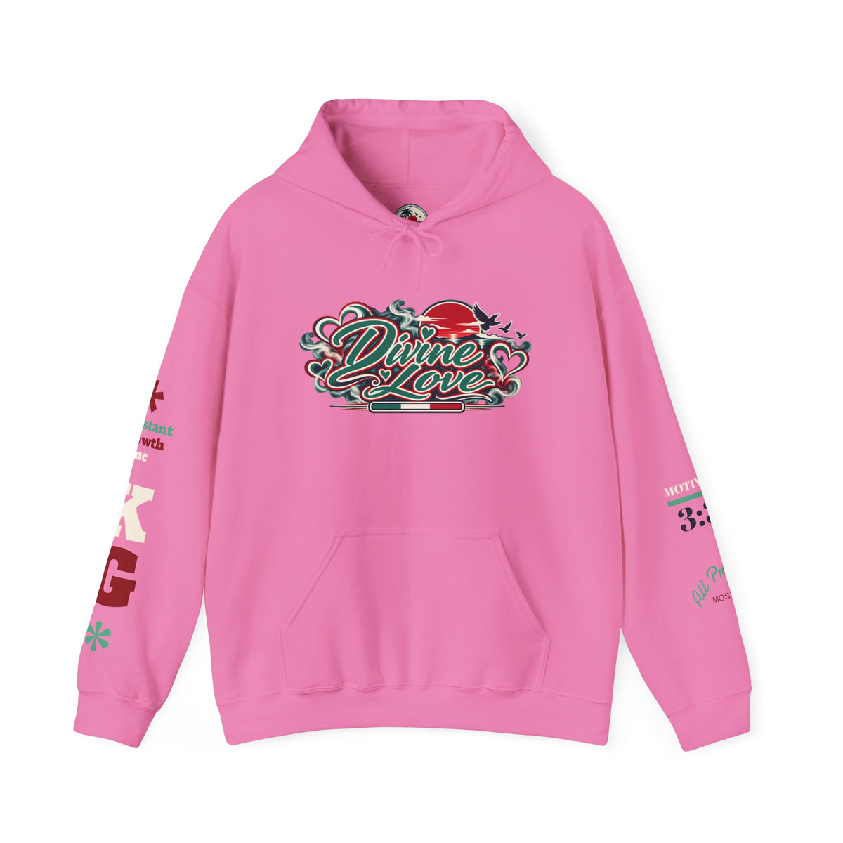 Divine Love Graphic Hoodie — Vintage Bird & Floral Artwork Printify