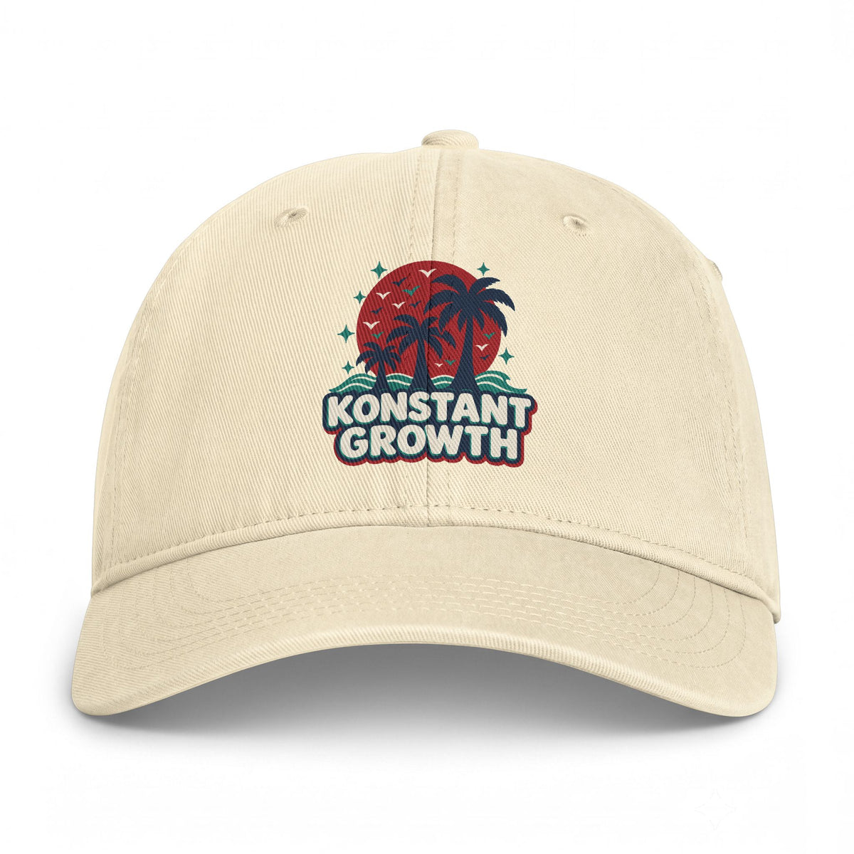 Coastal Washed Cap — 'Konstant Growth' Vintage Palm Beach Hat Printify