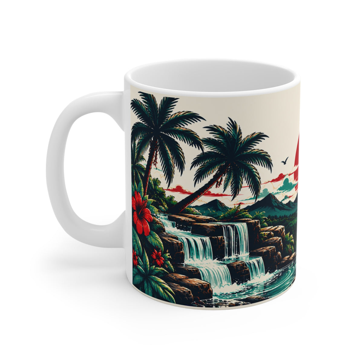 Tropical Sunset Scenic Mug — Hawaiian Beach Landscape Coffee Cup