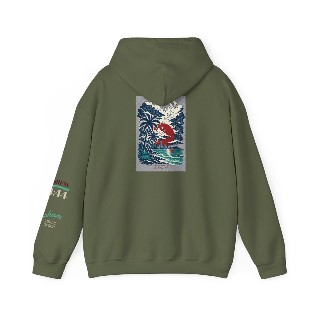 Blessed Hoodie | Surfer Palm Wave Graphic Hoodie, Tropical Beach Sweatshirt