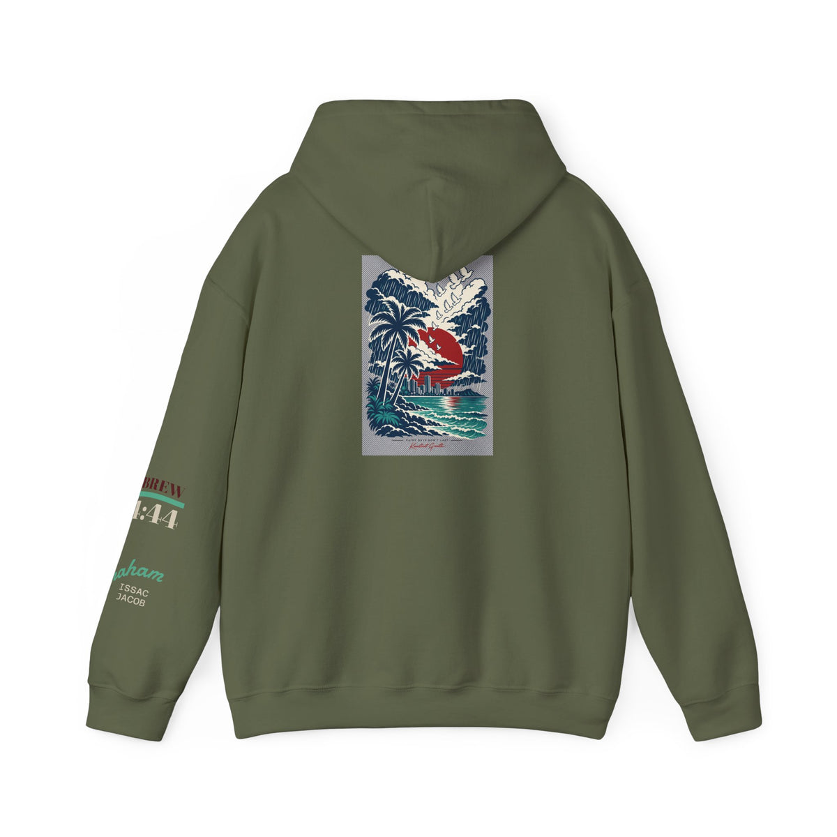 Blessed Hoodie | Surfer Palm Wave Graphic Hoodie, Tropical Beach Sweatshirt
