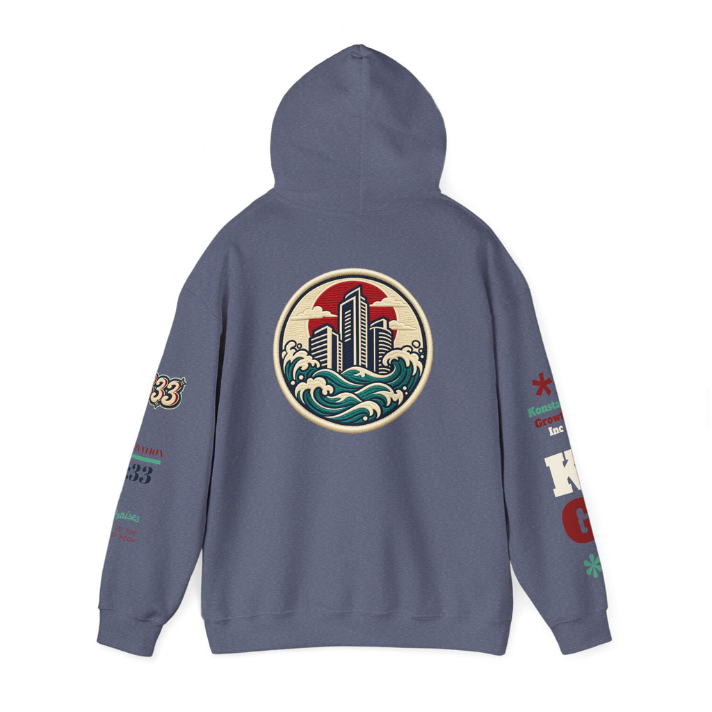 Build Cityscape Hoodie — Vintage Surf-Inspired 'BUILD' Graphic Pullover