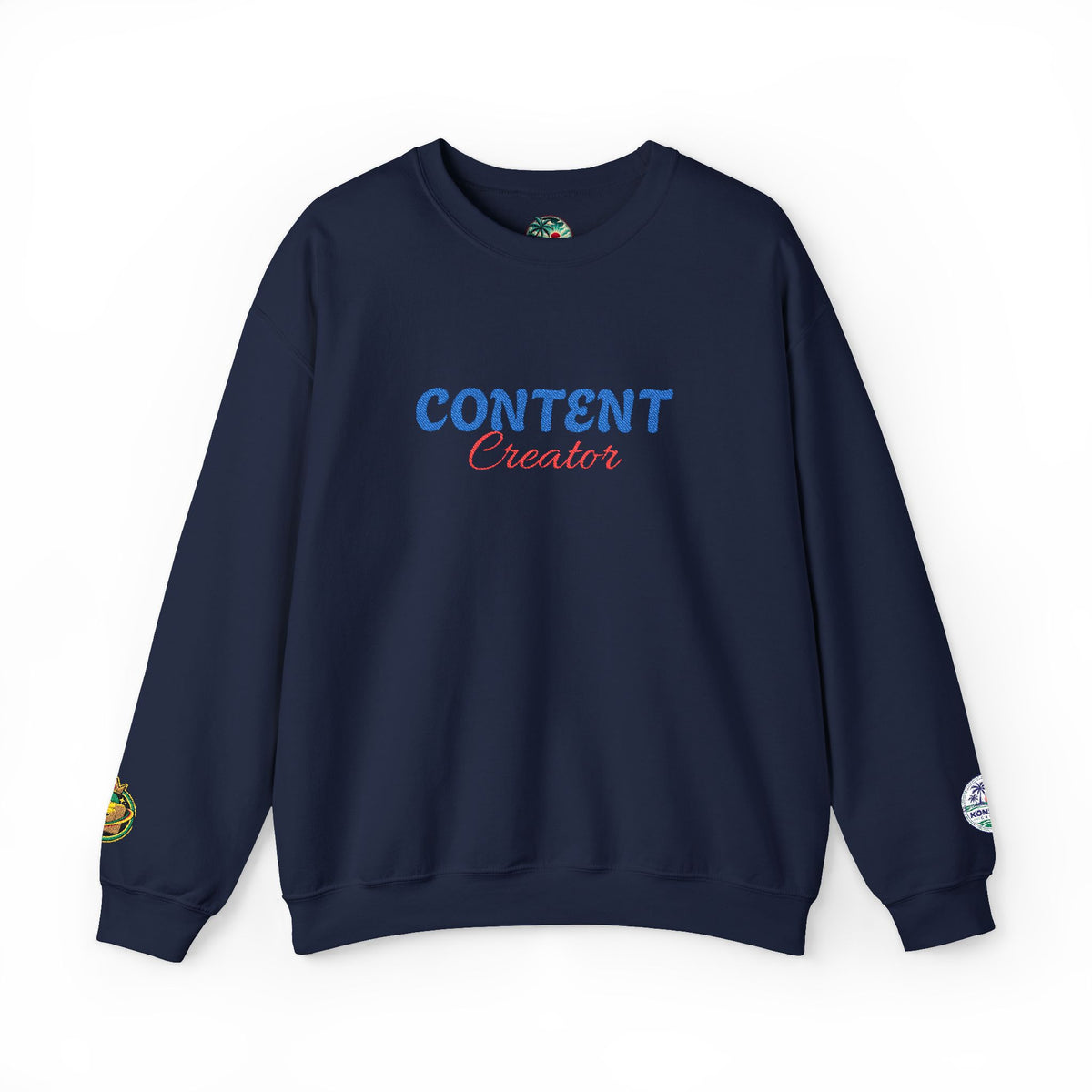 Content Creator Sweatshirt | Embroidered Script Logo, White Crewneck