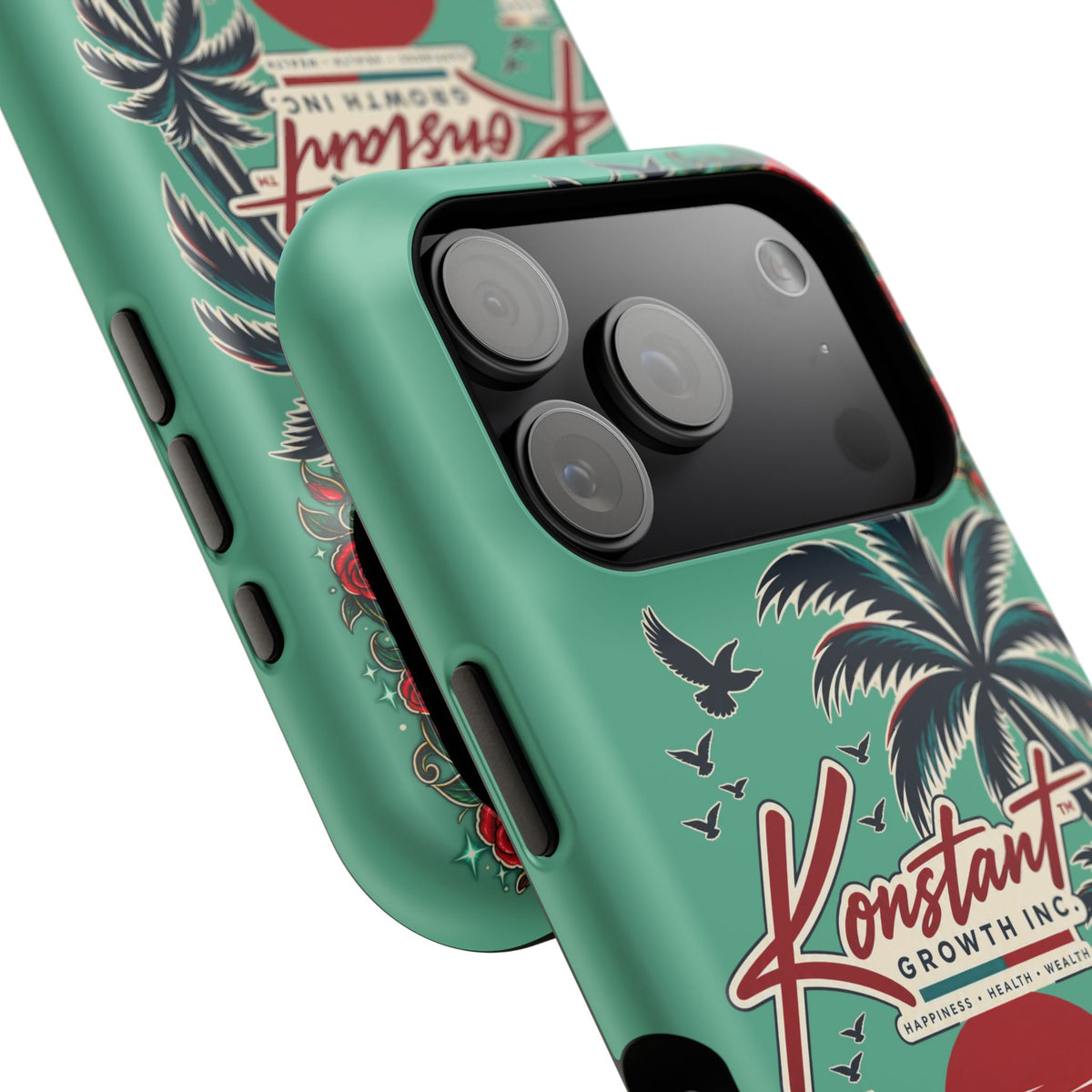 Tropical Palm Impact Phone Case — "Konstant Growth Inc." Retro Sunset Floral Design