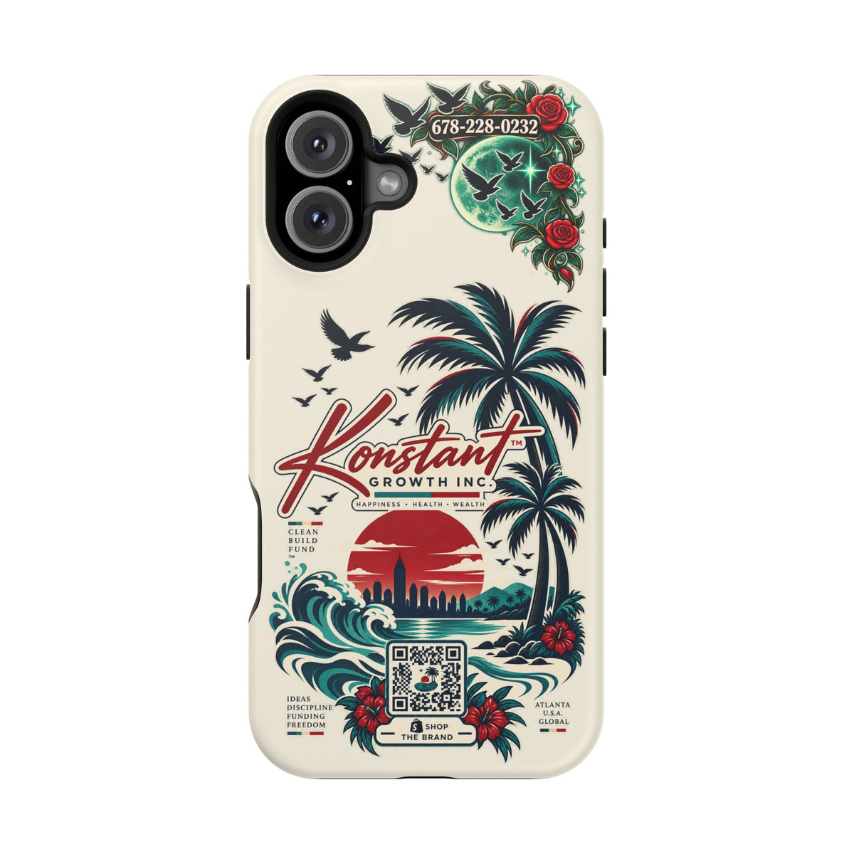 Tropical Palm Phone Case — "Konstant Growth Inc." Impact-Resistant Protective Case Printify