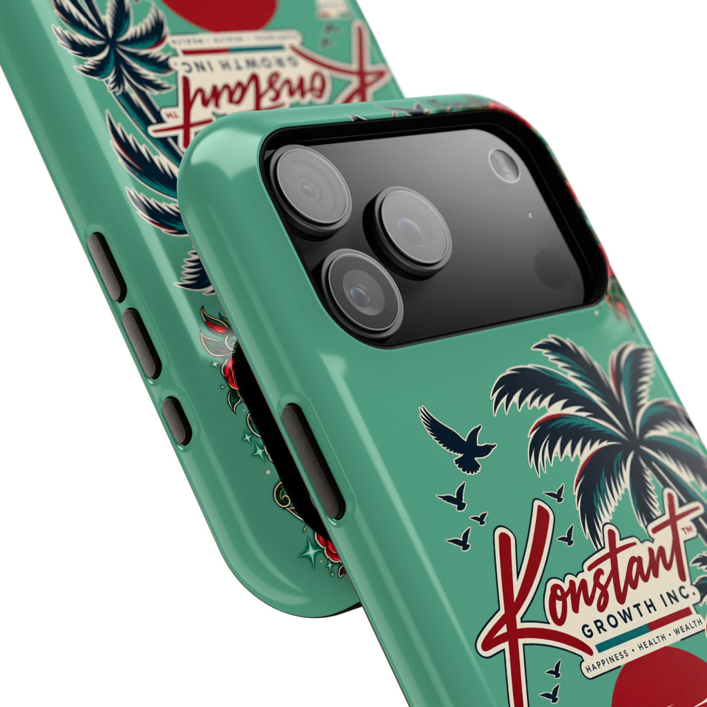 Tropical Palm Impact Phone Case — "Konstant Growth Inc." Retro Sunset Floral Design