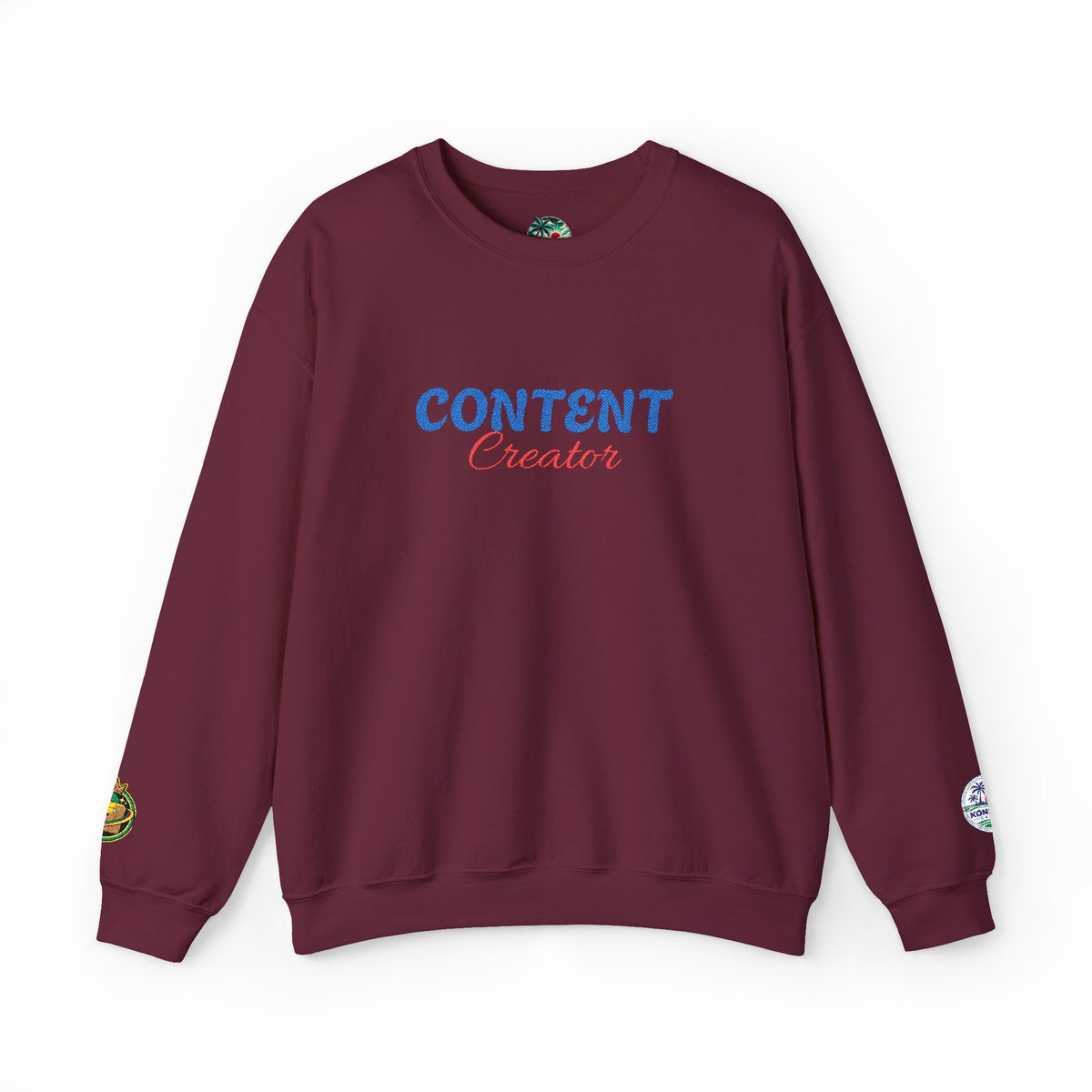 Content Creator Sweatshirt | Embroidered Script Logo, White Crewneck